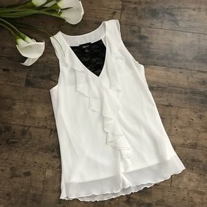 ❤️ White Ruffle Tank with Lace Back
